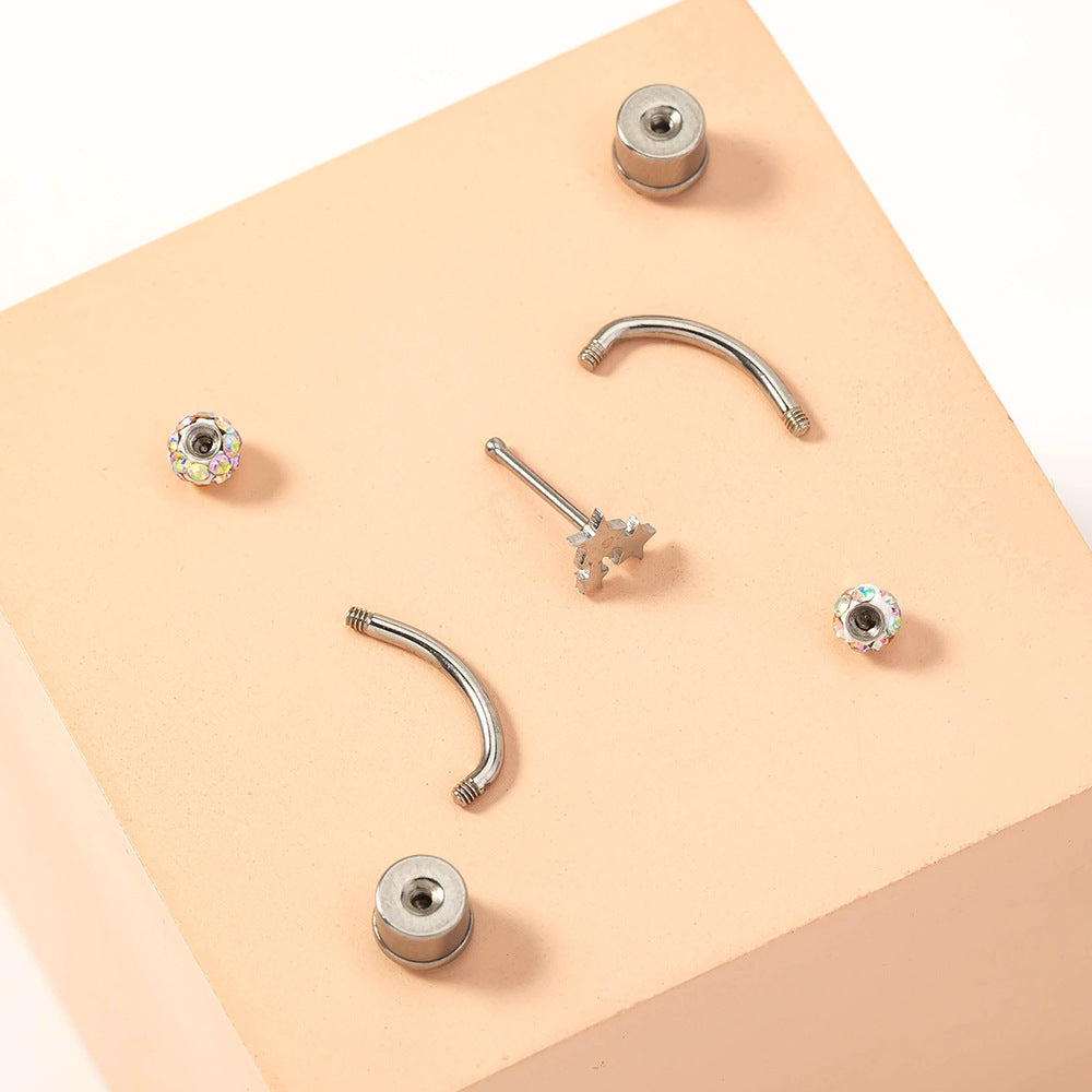 Stainless Steel Magnetic Star-shaped Nose Nails Without Perforated False Nose Clips