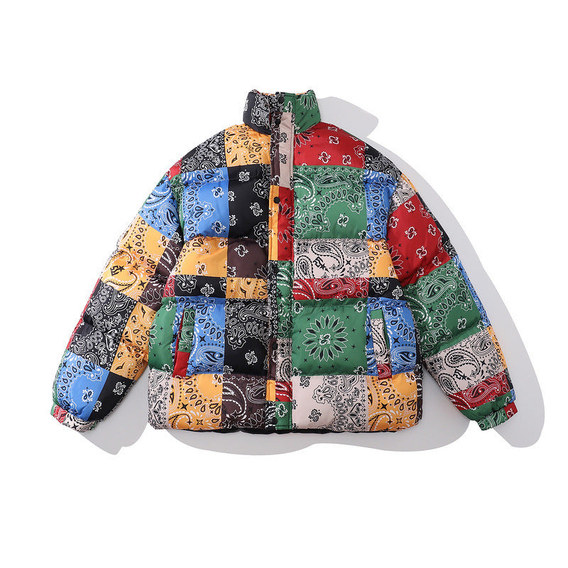 Color-blocking Thick Bread Clothes Loose Cotton-padded Jackets For Men And Women