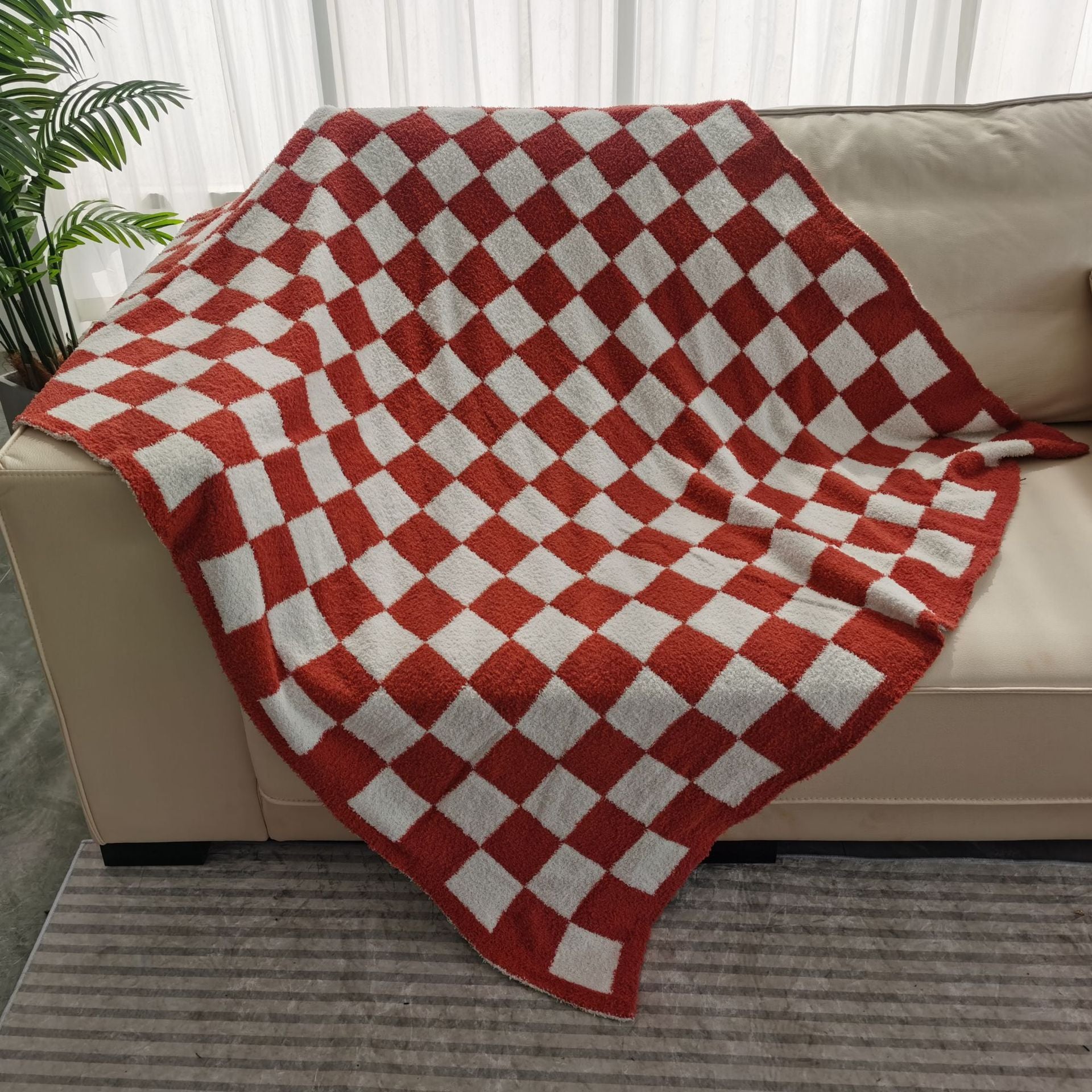 New Half Flannel Checkerboard Blanket