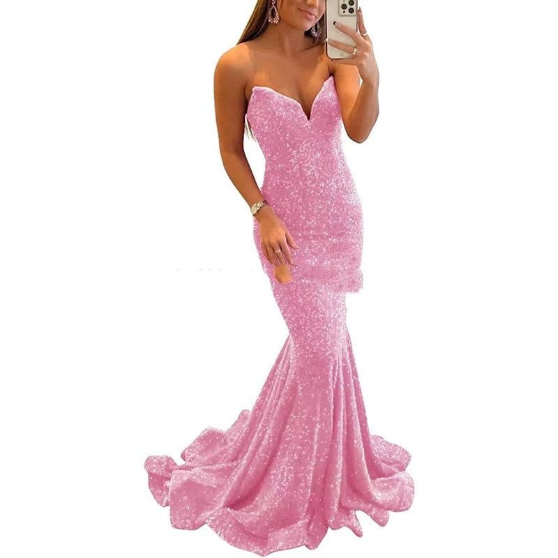 Sequin Evening Dresses For Women Formal Sexy Long Prom Party Gowns - Purple Willow