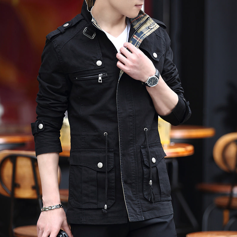 Military Jacket Young Men''s Korean Slim Fit Military Green Casual