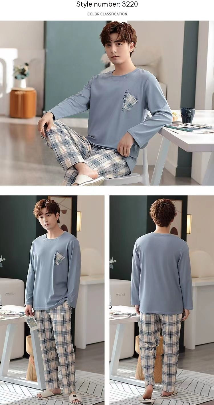 Men's Pajamas, Long Sleeved Spring And Autumn Home Wear