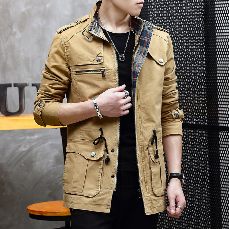 Military Jacket Young Men''s Korean Slim Fit Military Green Casual