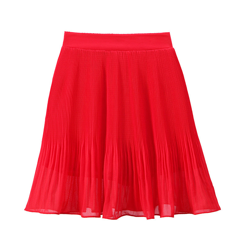 Pleated Skirt Short Skirt Floral Hong Kong Flavor A-line Skirt Chiffon Skirt