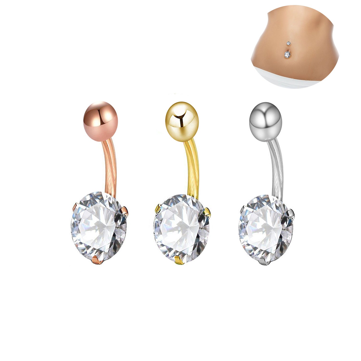 Three Claw Ball Exquisite Zircon Belly Button Ring