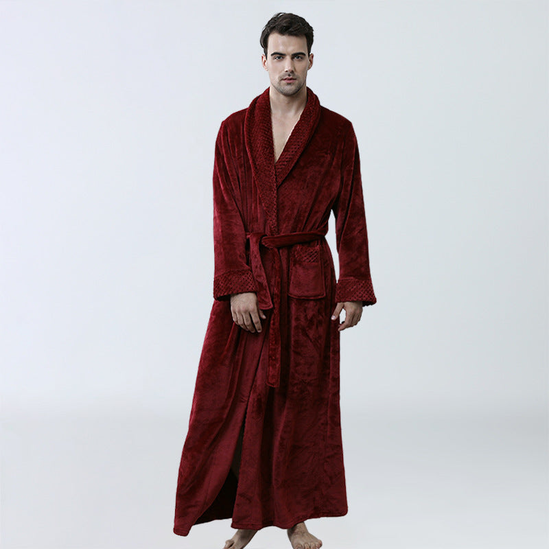 Men's Winter Coral Fleece Nightgown Homewear Thickened Pajamas