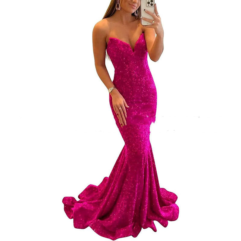 Sequin Evening Dresses For Women Formal Sexy Long Prom Party Gowns - Purple Willow