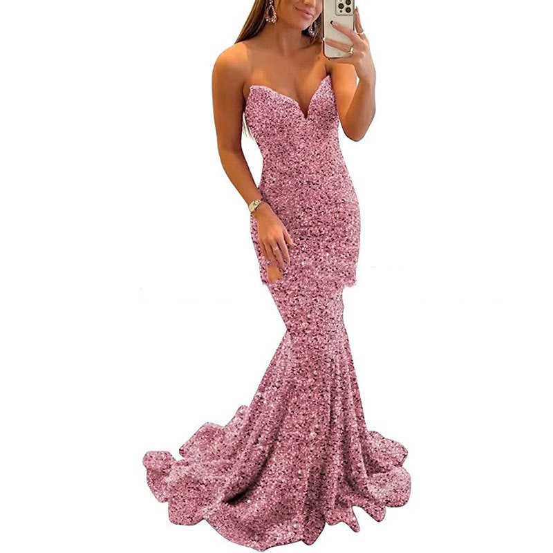 Sequin Evening Dresses For Women Formal Sexy Long Prom Party Gowns - Purple Willow