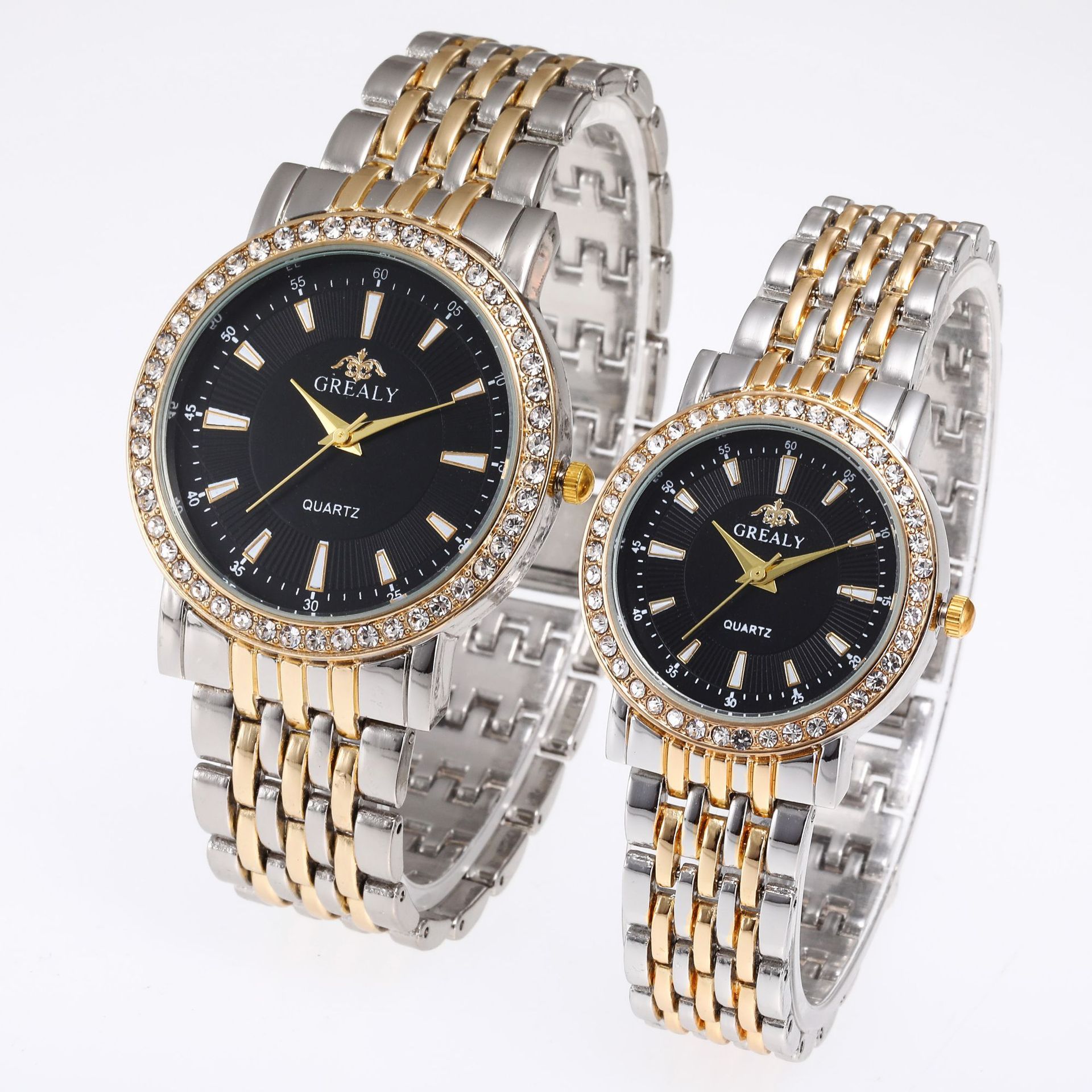 Couple Watch Men's Roman Scale Diamond-embedded Fashion Steel Belt Suit