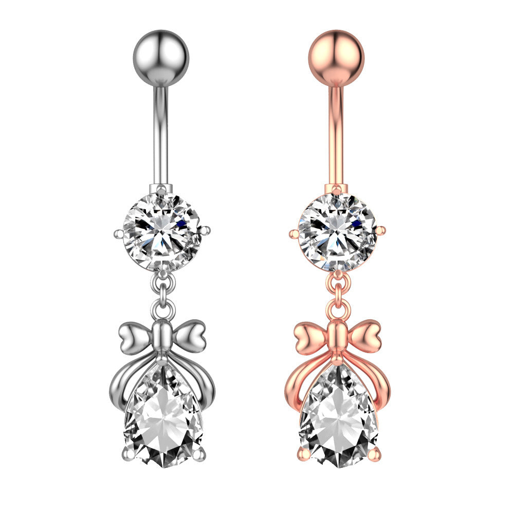 Bowknot Zircon Belly Button Ring