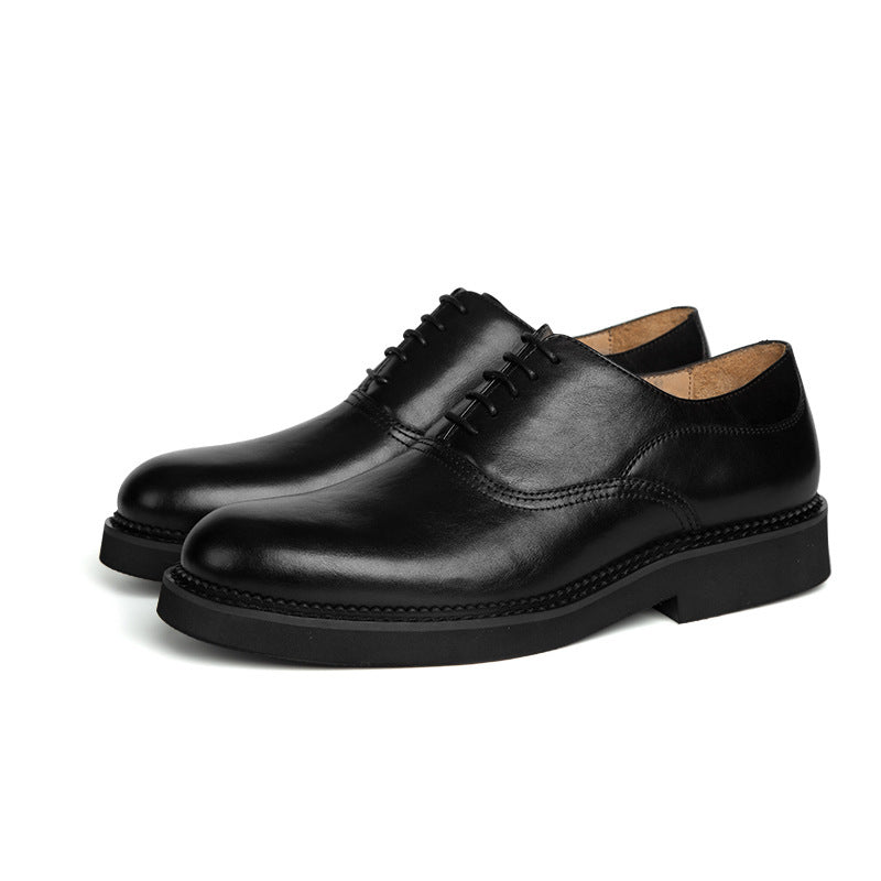 Retro Thick-Soled Business Suit Handmade Leather Shoes for Men.